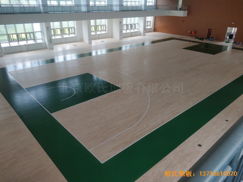 潭柘寺1311武警部队篮球馆运动木地板安装案例0